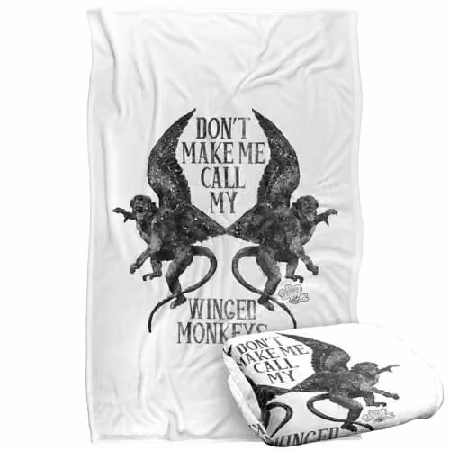 Warner Bros. The Wizard Of Oz Winged Monkeys Super Soft Fleece Throw Blanket, Multicolour, W: 91 cm, D: 147 cm