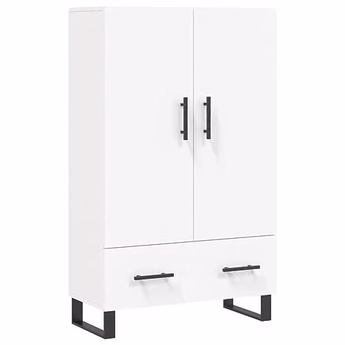 vidaXL Modern White Highboard with Hinged Doors and Internal Shelves, W/D/H: 69.5 x 31 x 115 cm