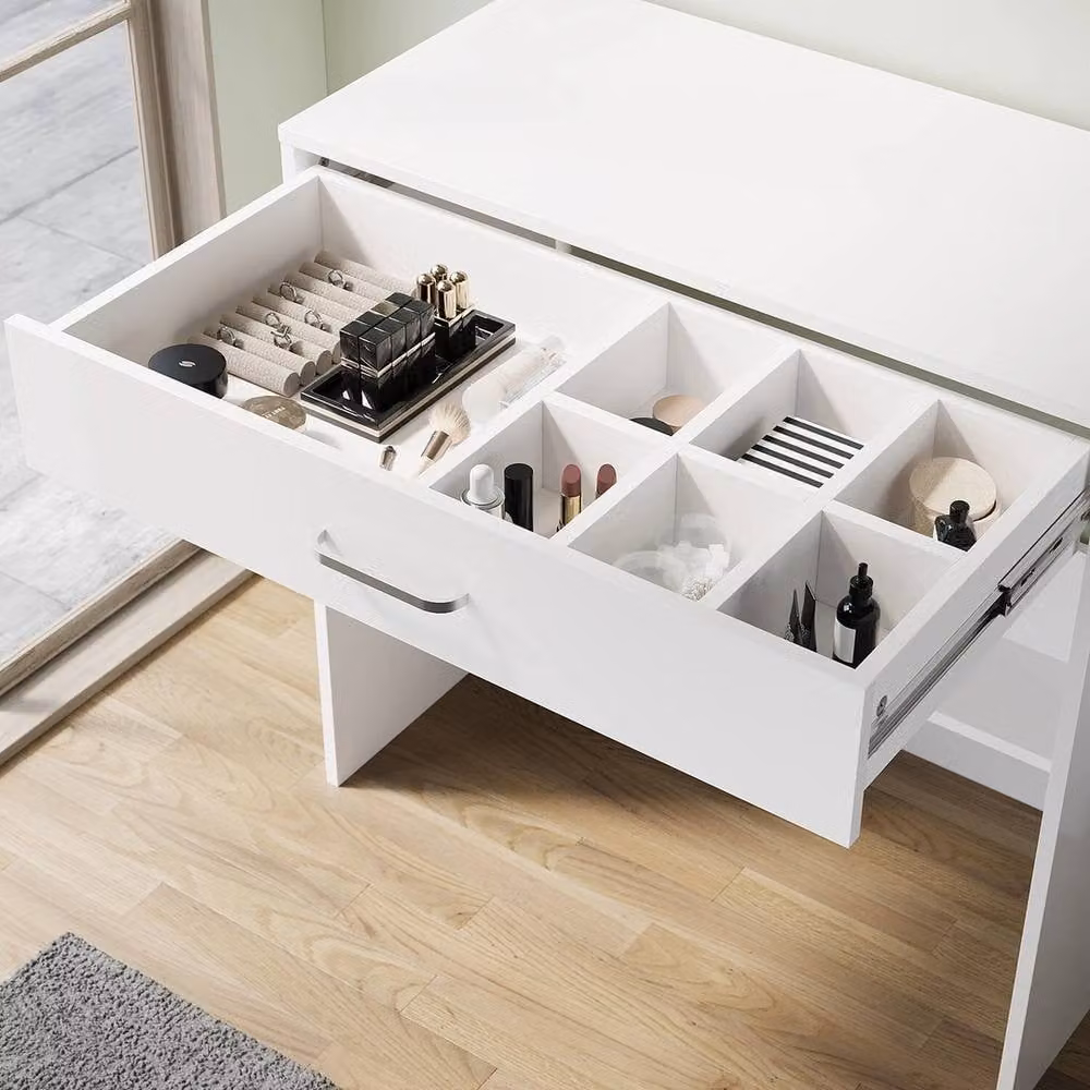 ERGOVEXA Dressing Table Vanity and Computer Desk with Storage Drawers in White – 2