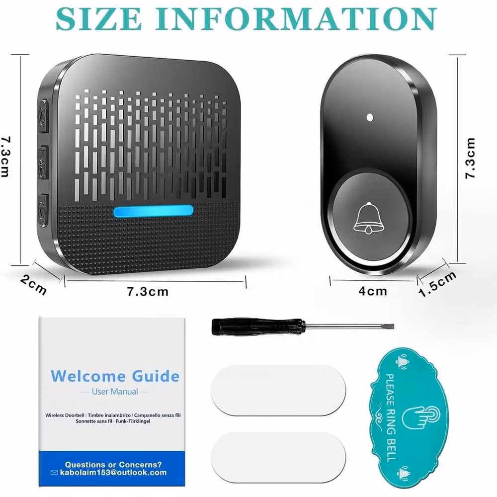 FLAVORA Plug-in Wireless Doorbell, Waterproof, Black – 2