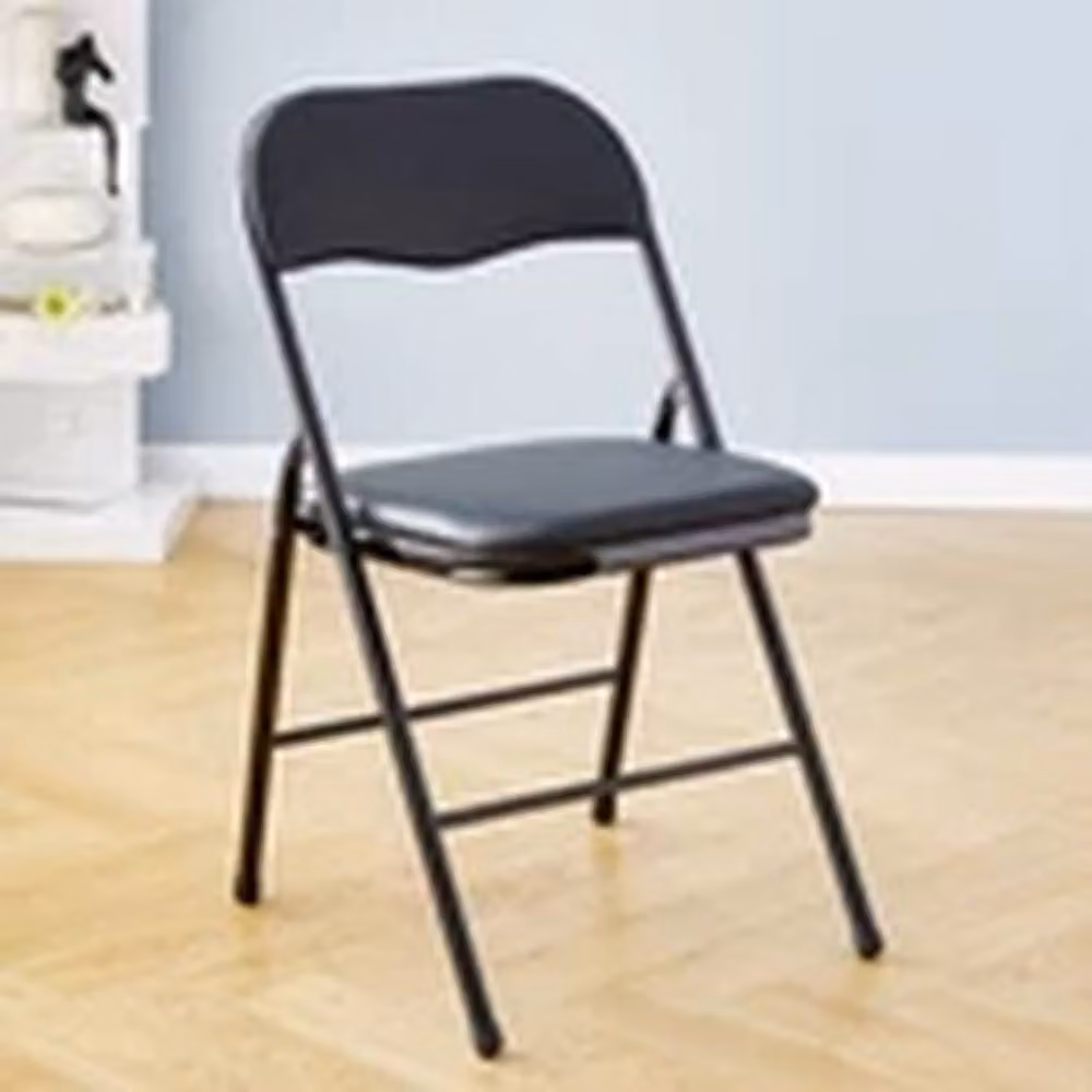 EONLION Black Folding Chair with Synthetic Leather and Metal Frame for Home or Office – 2