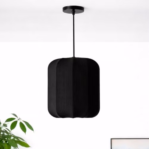 CGC Lighting Black Cylinder Ribbed Stretch Cotton Fabric Lampshade – 4