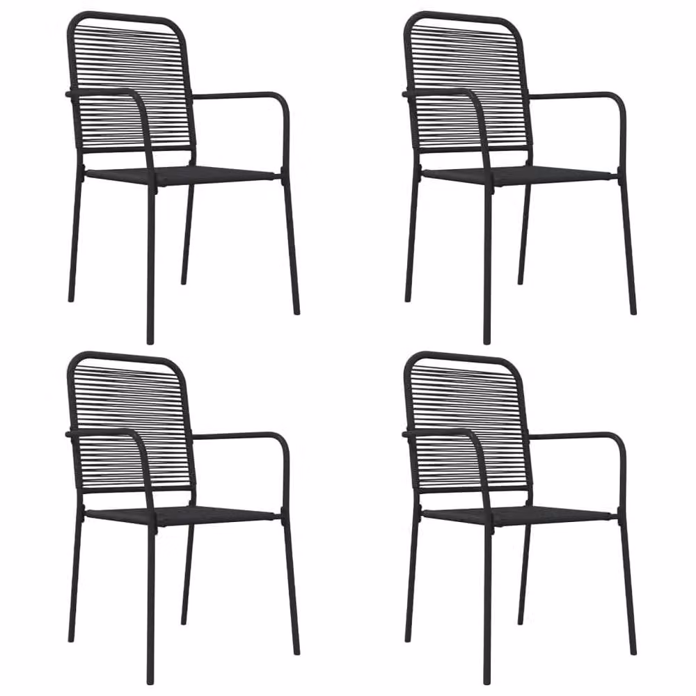 Berkfield Home Elegant 5 Piece Garden Dining Set in Black with Steel and Glass – 3