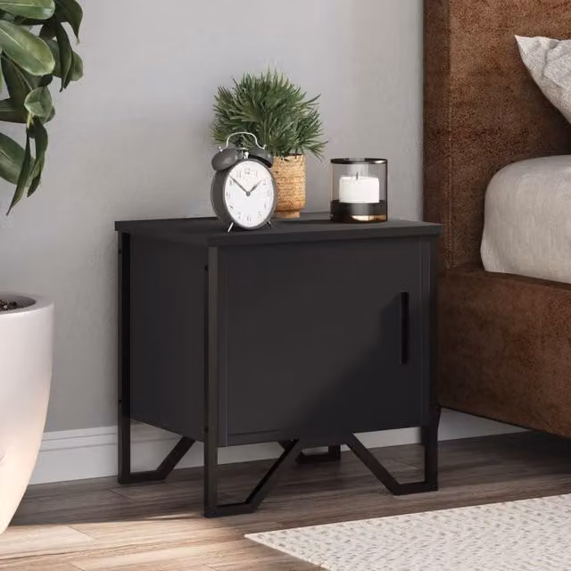 Berkfield Home Modern Black Bedside Cabinet W/D/H: 40 x 30 x 40 cm