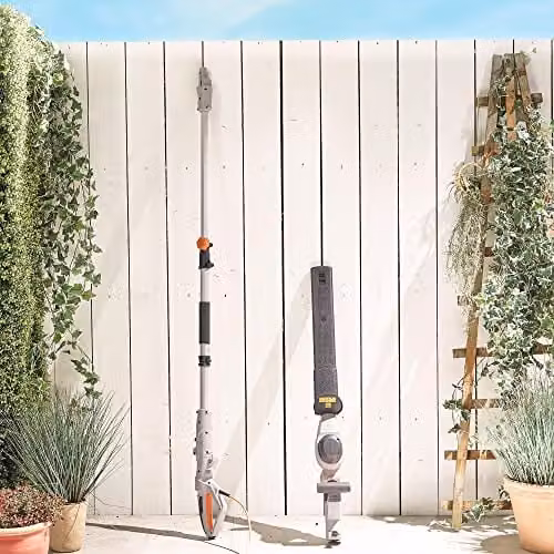 VonHaus Corded Pole Hedge Trimmer with 600W Motor, 45cm Steel Dual Action Blades and Telescopic Extendable Reach in Grey, Black and Orange – 5