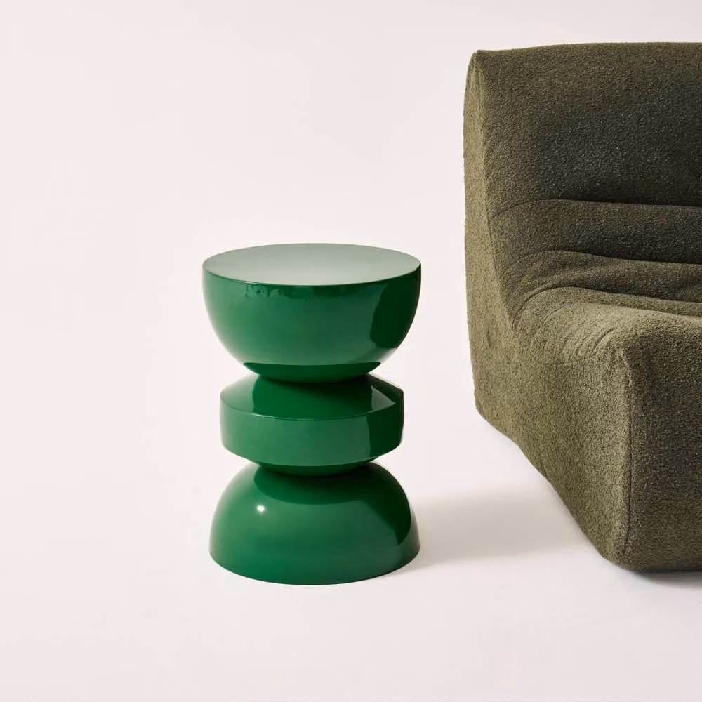 sweeek Round Metal Coffee Table, Side Table or Bedside Table with Glossy Finish in Dark Green, W/D/H: 44.5 x 44.5 x 75 cm – 3
