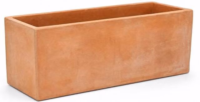 Rustic Terracotta Clay Trough Planter in Brown and Orange, W: 78 cm, D: 30 cm, H: 28 cm