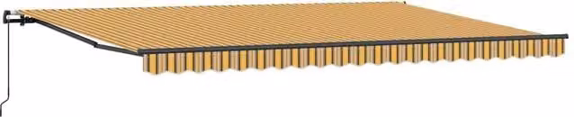 Berkfield Home Manual Retractable Folding Arm Awning in Yellow Multicolour Stripe, W: 500 cm, D: 300 cm