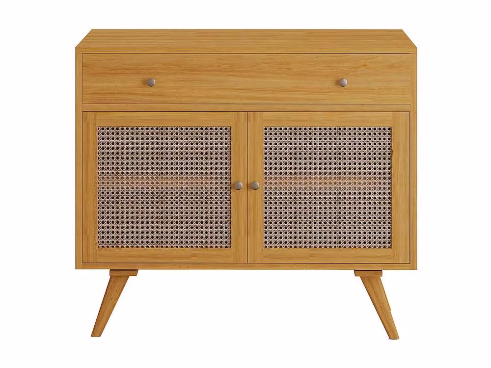 MANSULAN Light Teak and Cane Vanity Unit in Light Oak, W: 90 cm, H: 80 cm, D: 55 cm – 2