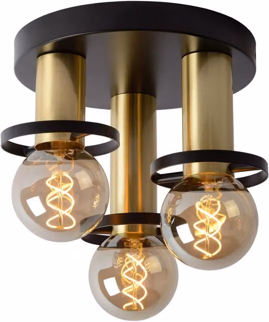 Lucide Anaka Modern Flush Ceiling Light, Black, Diameter: 30 cm – 5
