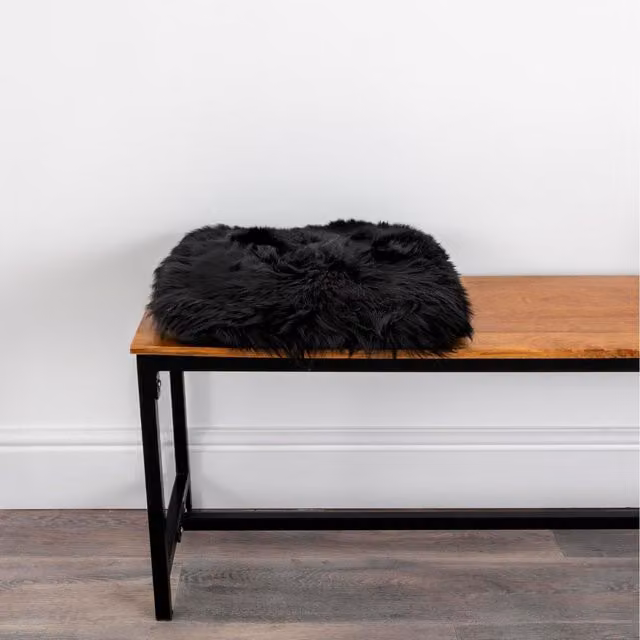 Native Natural Square Black Lambskin Sheepskin Chair Pad