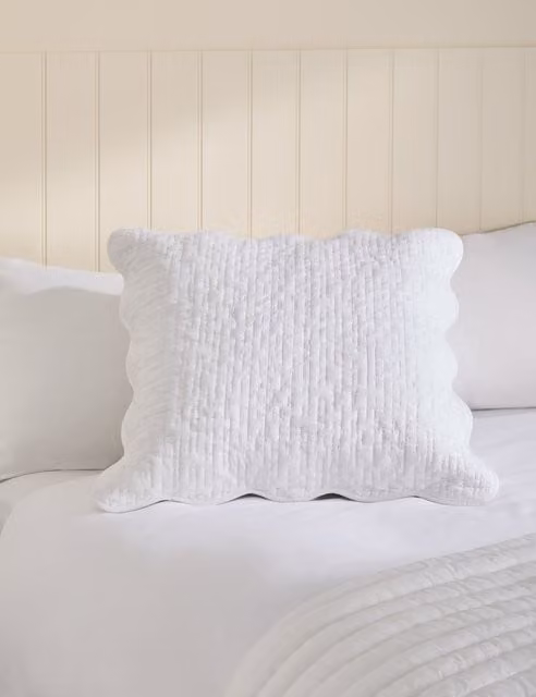 M&S White Rectangular Knit Cotton Decorative Cushion