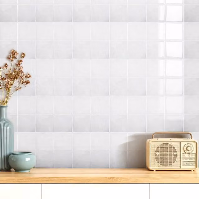 Livingandhome Set of 10 Self Adhesive 3D Square Tile Wallpaper Stickers in Grey, W/D/H: 23 x 23 x 23 cm