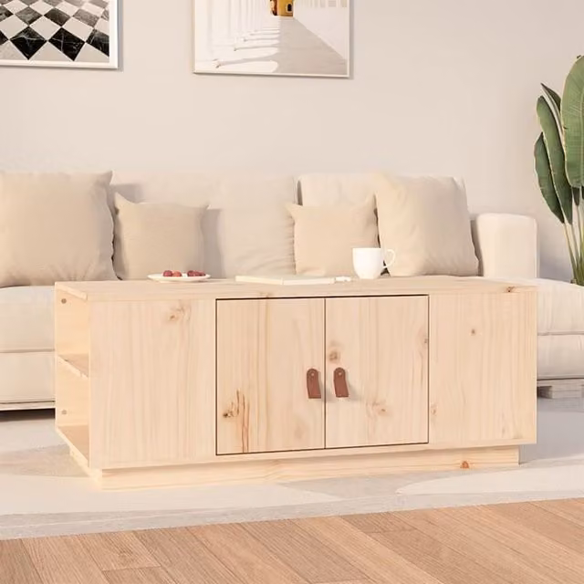 Berkfield Home Rustic Solid Wood Pine Coffee Table, Brown, W: 100 cm, D: 50 cm, H: 41 cm
