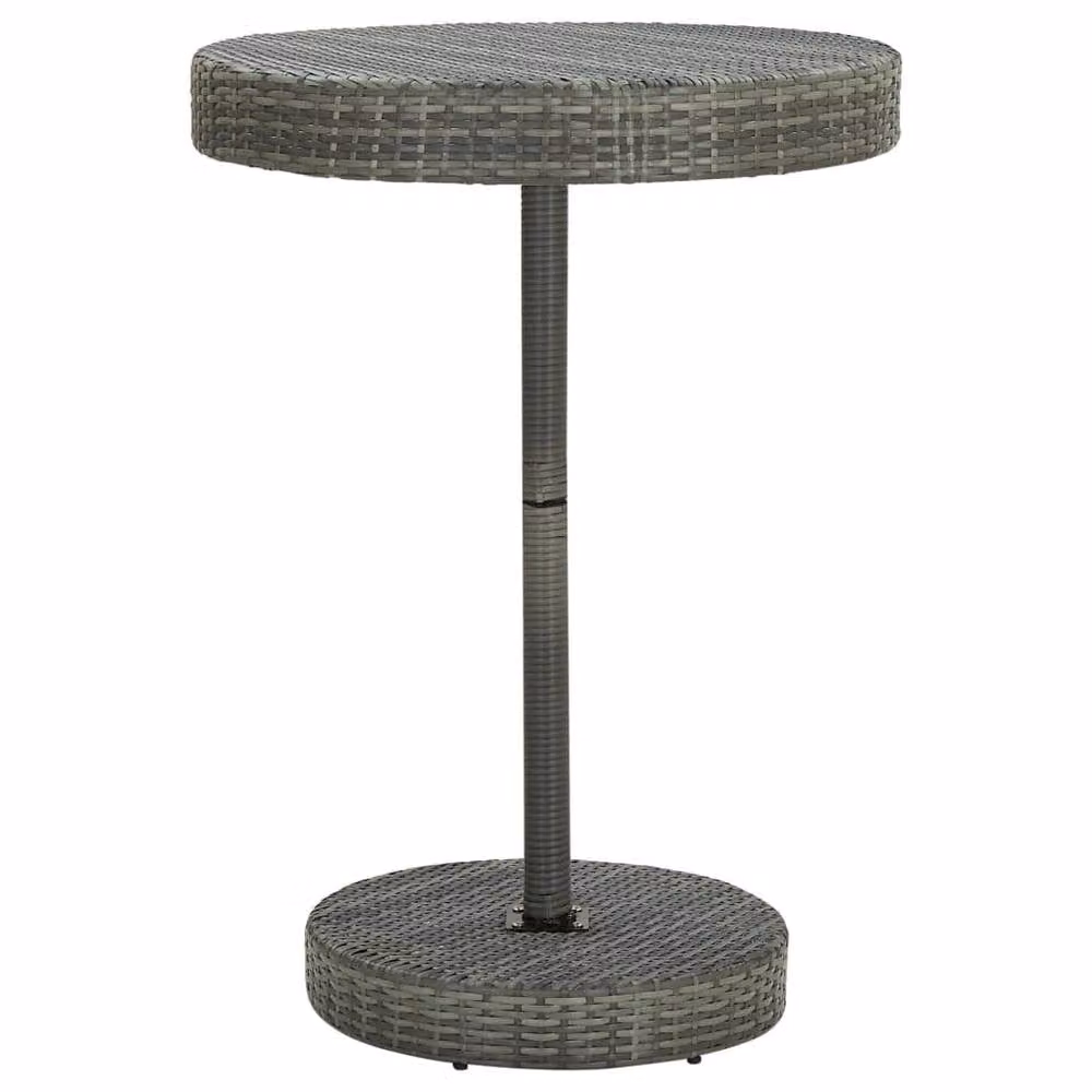 Berkfield Home Grey Poly Rattan Garden Table with Powder Coated Steel Frame, W: 106 cm, D: 75.5 cm – 1