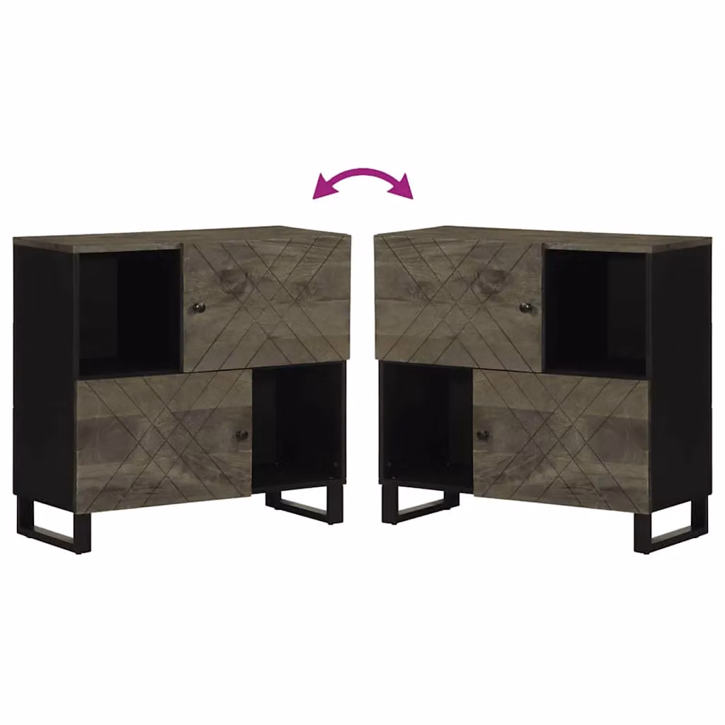 Berkfield Home Black Mango Wood Sideboard W/D/H: 80 x 33 x 75 cm – 4