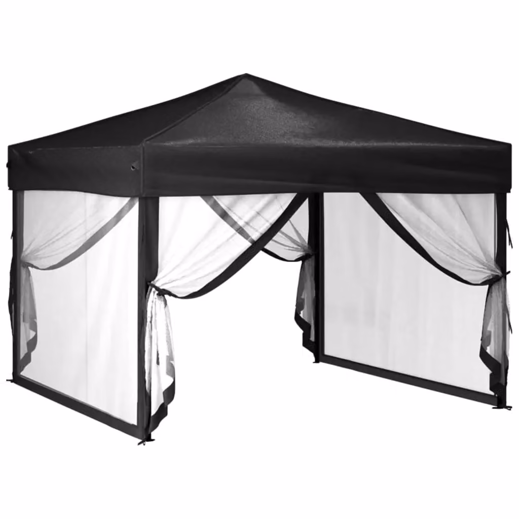 Berkfield Home Folding Party Tent with Sidewalls, Black and Silver, W: 300 cm, D: 300 cm – 2