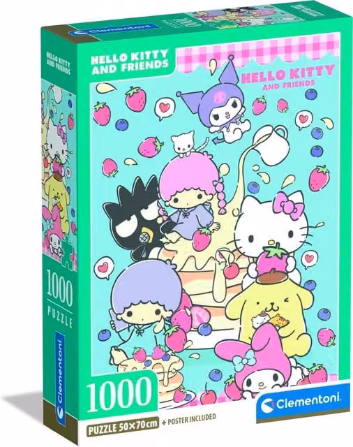 Clementoni Hello Kitty Sanrio 1000 Piece Jigsaw Puzzle, Green and Multicolour, 50 x 50 cm