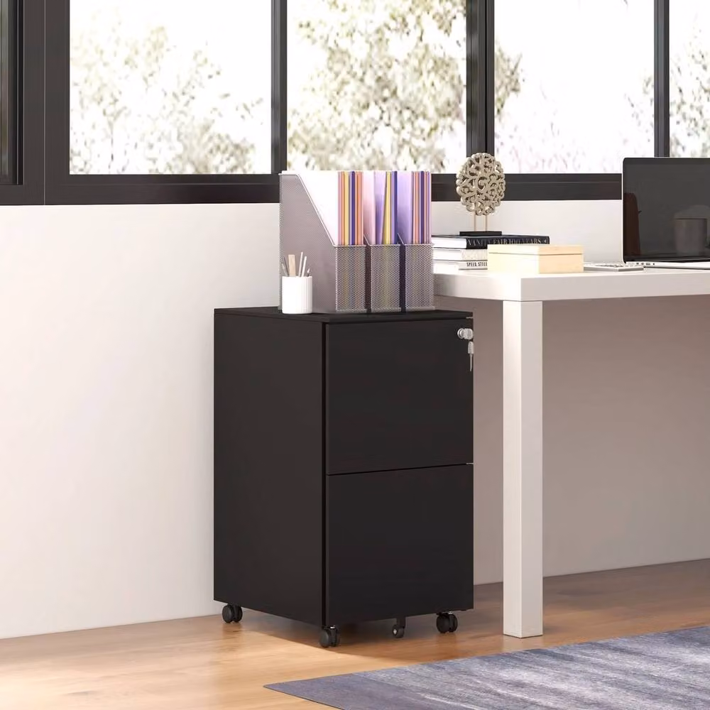 Kelvenix Black Steel File Cabinet with Hanging Bar – 4