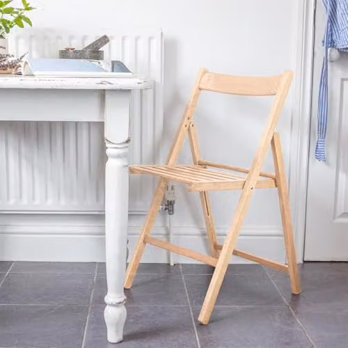 Harbour Housewares Beech Wood Folding Chair in Beige – 2