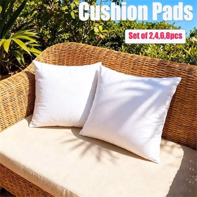 NESTLUNE 2-Piece Extra Deep Square Cushion Pad Inserts, White, W/D/H: 50 x 50 x 50 cm