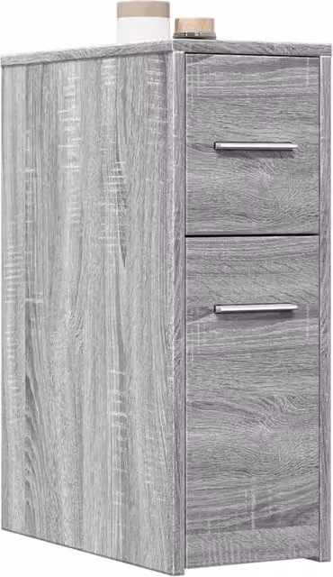 Berkfield Home Narrow Freestanding Bathroom Cupboard with Wheels in Grey Sonoma Engineered Wood – 1