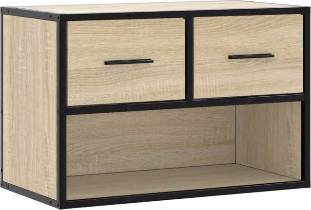 Berkfield Home Industrial TV Cabinet in Sonoma Oak and Beige, W/D/H: 60 x 31 x 39.5 cm