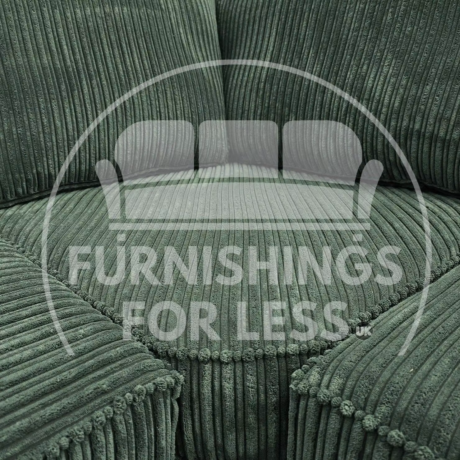 Furnishings For Less UK Bishop U-Shaped 5 Seater Large Sofa in Green Jumbo Cord Fabric with Matching Ottoman and Removable Covers – 2