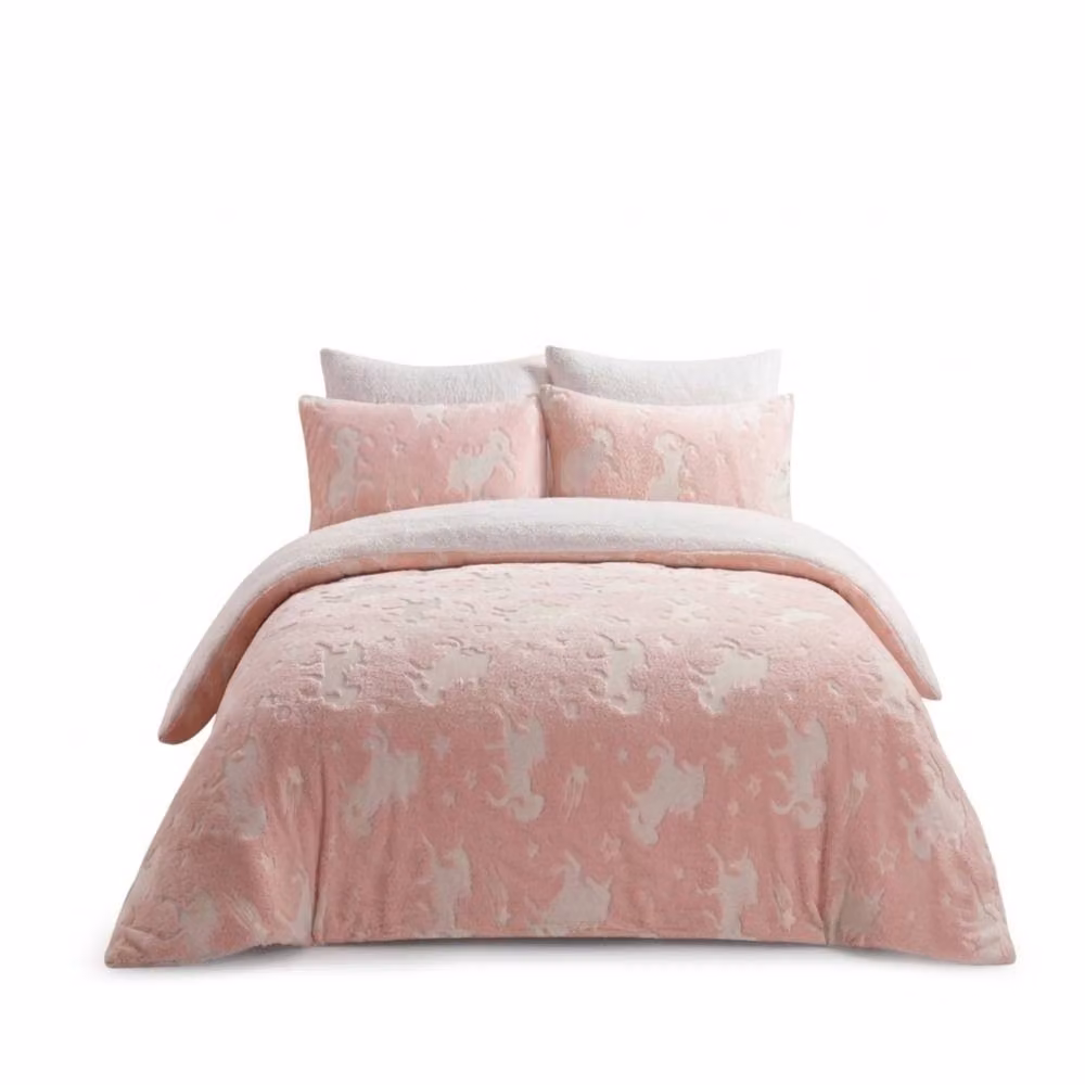 Snug City Glow in the Dark Teddy Unicorn Design Kids Duvet Cover Set, Pink, 90 x 200 cm – 2