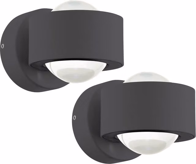 Loops 2 Pack IP44 Anthracite Cast Aluminium Outdoor LED Wall Light with RGB Colour Options – 1