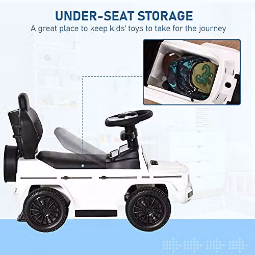 HOMCOM 3 in 1 Mercedes Licensed Kids Ride on Push Car with Canopy, White, W/D/H: 85.5 x 40.5 x 40.5 cm – 5