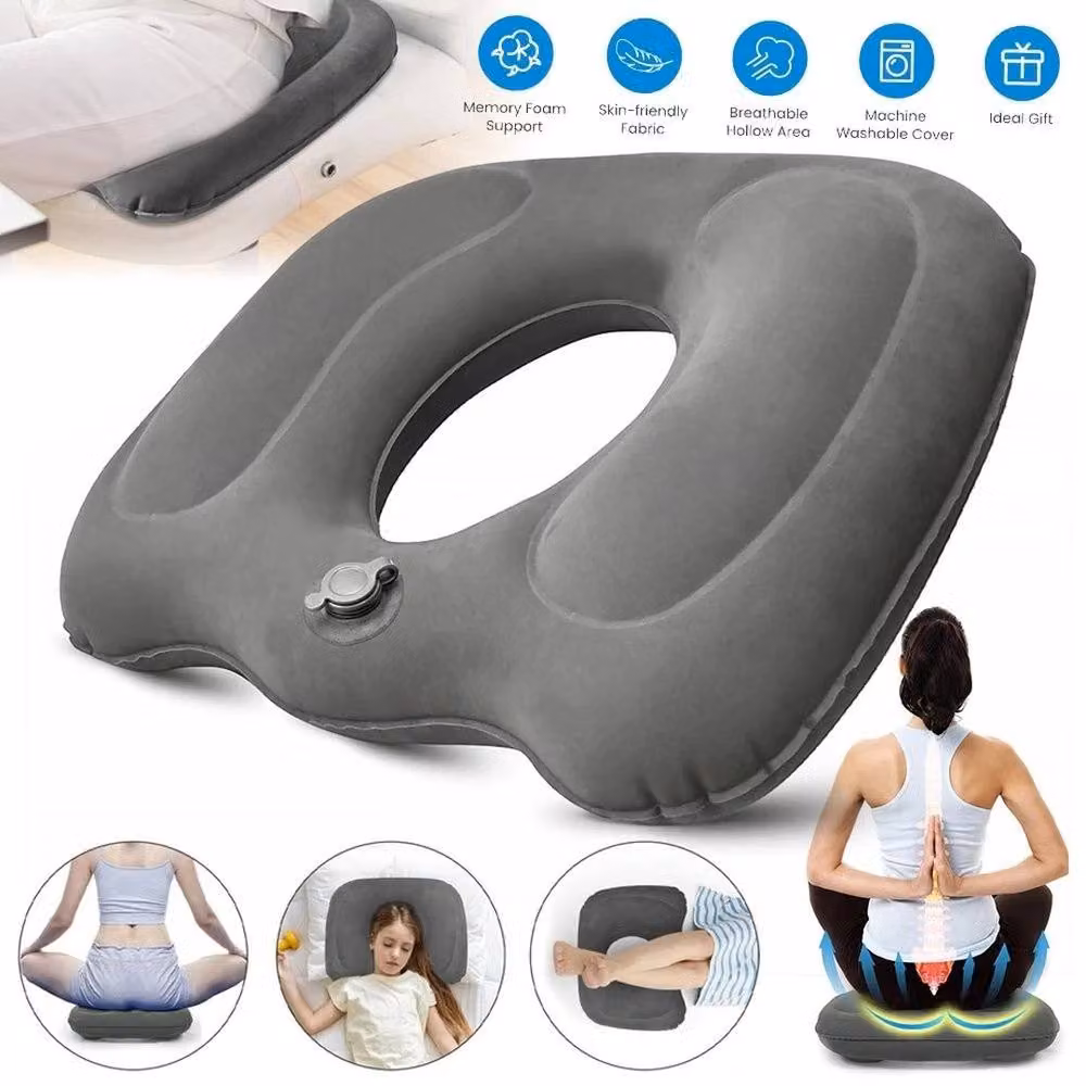 NESTLUNE Grey Orthopaedic Medical Ring Seat Cushion, Soft Breathable Velour, W/D/H: 100 x 190 cm – 2