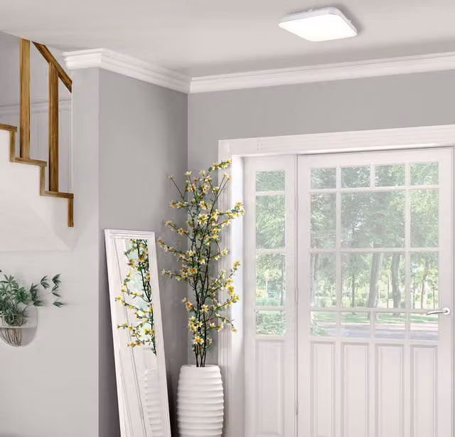Milagro Ajax Modern LED Ceiling Lamp in White and Chrome, 11W