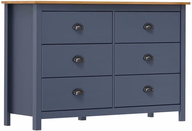Berkfield Home Hill Sideboard in Grey Solid Pine Wood, W/D/H: 125 x 40 x 80 cm – 1