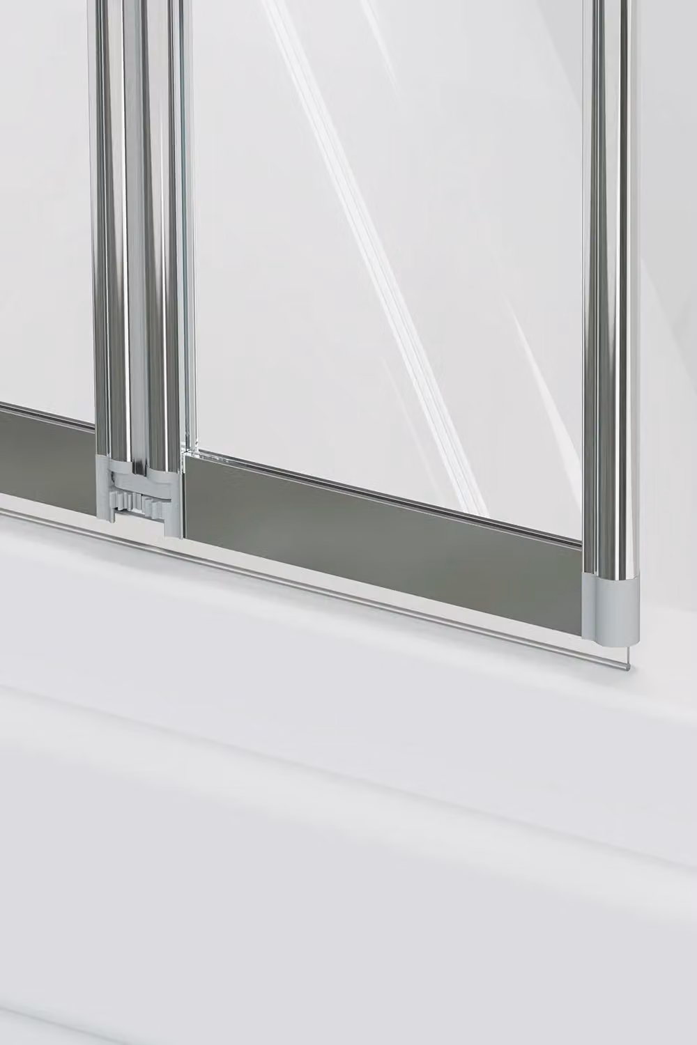 Living and Home 4-Panel Folding Bath Shower Screen in Clear with Silver Frame, W/D/H: 140 x 80 x 4 cm – 2