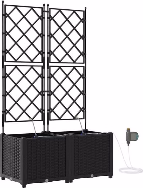 Berkfield Home Garden Planters with Water Irrigation System, 2 Pack, Black