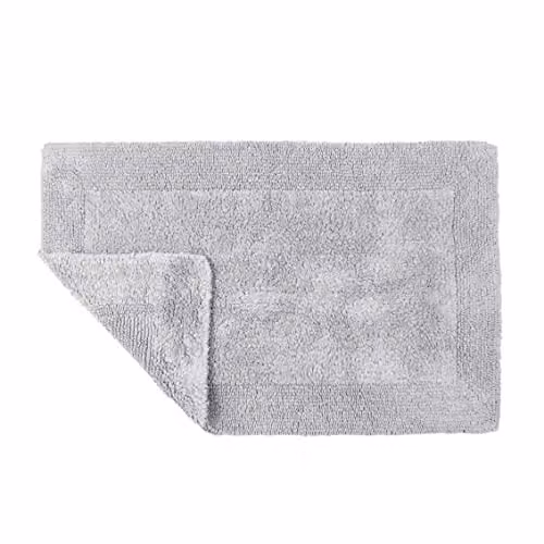 Allure Bath Fashions Elegance Reversible Heavyweight Cotton Bath Mat, W: 53 cm, D: 85 cm, Grey/Beige – 1