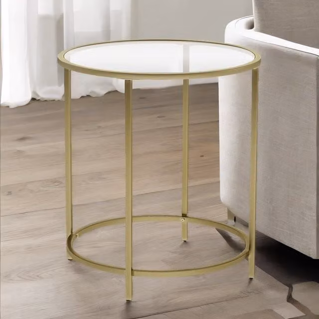 Rafaelo Mobilia Round Glass Top Coffee Table in Gold, W/D/H: 55 x 50 x 40 cm
