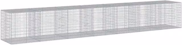 Berkfield Home Gabion Basket with Cover in Silver Galvanised Steel, W/D/H: 700 x 100 x 100 cm