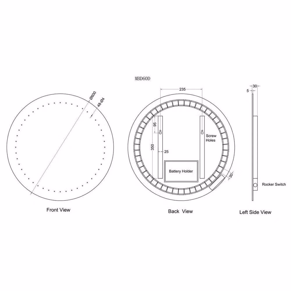PAWNORA Round LED Bathroom Mirror in Silver – 2