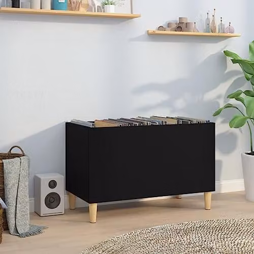 vidaXL Classic Record Cabinet in Black, W/D/H: 74.5 x 38 x 48 cm – 2