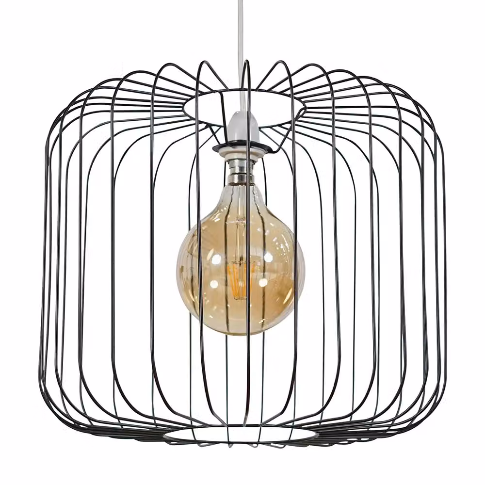 ValueLights Ridgway Modern Cylinder Metal Floor Lamp Shade in Black, W: 32 cm, H: 38 cm – 3