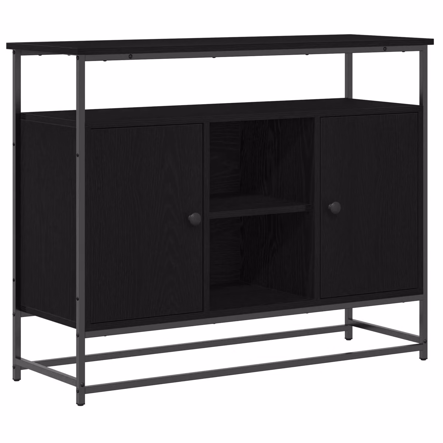 Berkfield Home Black Oak Sideboard in Engineered Wood and Metal, W/D/H: 100 x 35 x 80 cm – 2