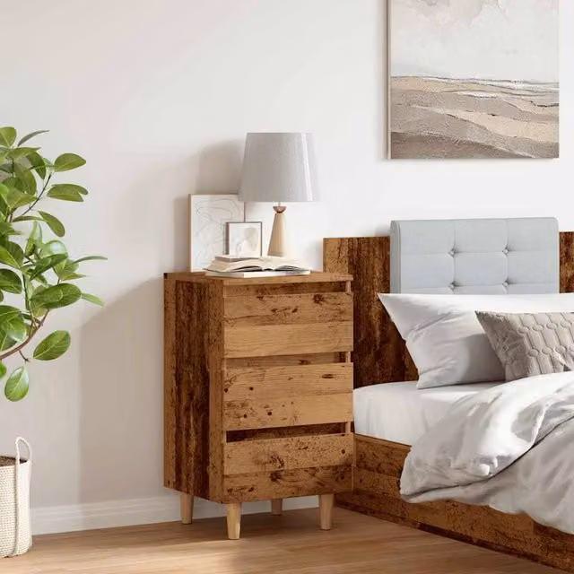 Berkfield Home Classic Bedside Cabinet in Brown Old Wood, W/D/H: 40 x 35 x 69 cm – 1