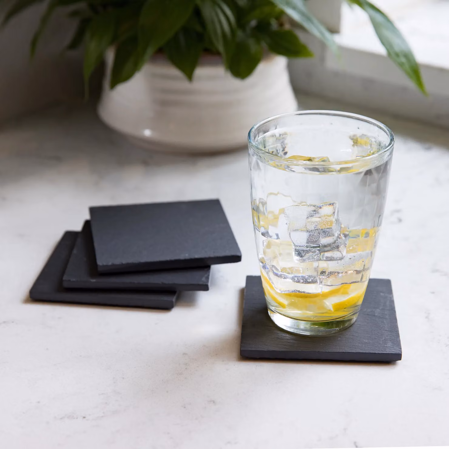 Creative Tops Naturals Set of 4 Square Slate and Cork Coasters in Black and Grey – 5