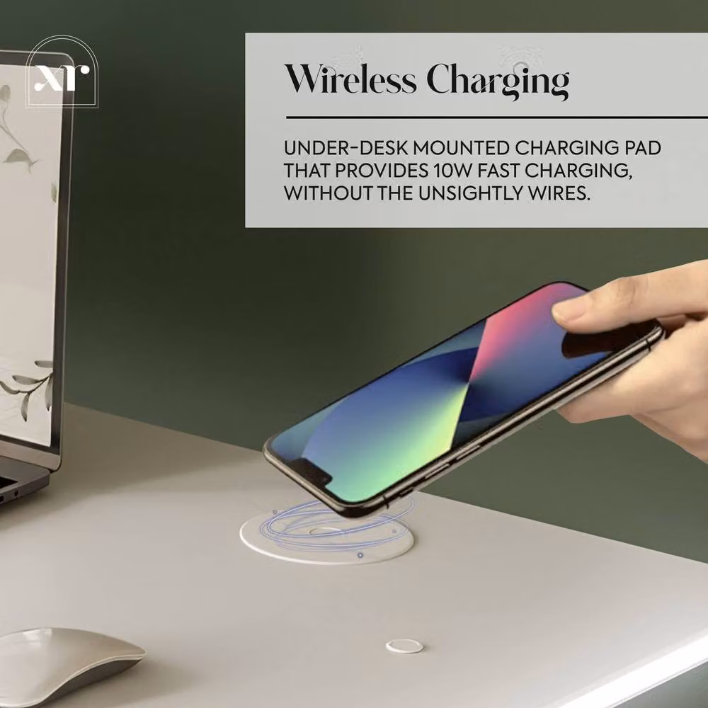 X Rocker Oka RGB LED Gaming Desk with Wireless Charging in White – 3