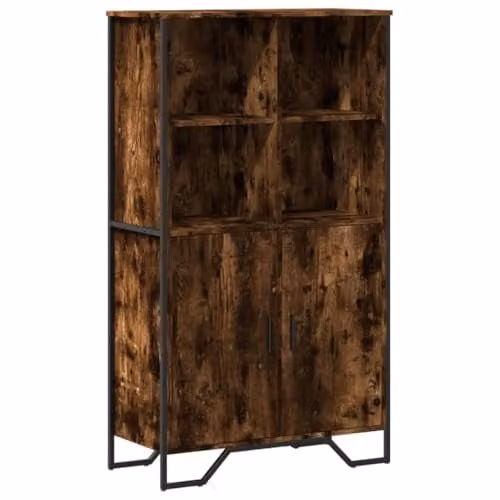 vidaXL Highboard Sideboard Cabinet in Smoked Oak, W/D/H: 79.5 x 35.5 x 137.5 cm – 1