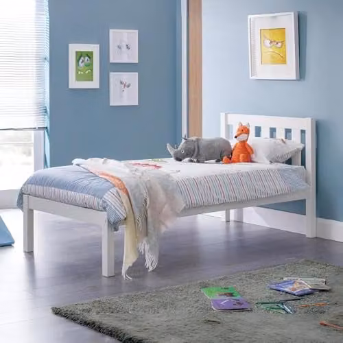 Julian Bowen Luna Bed in White and Grey with Lift Up Base, W/D/H: 180 x 200 cm – 1