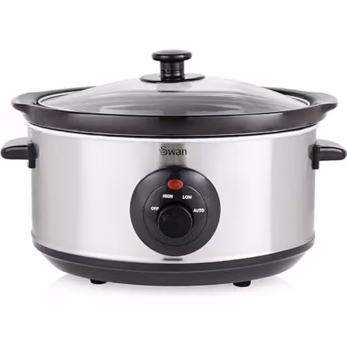 Swan 3.5 Litre Stainless Steel Slow Cooker with Keep Warm Function, 200W, Silver – 1