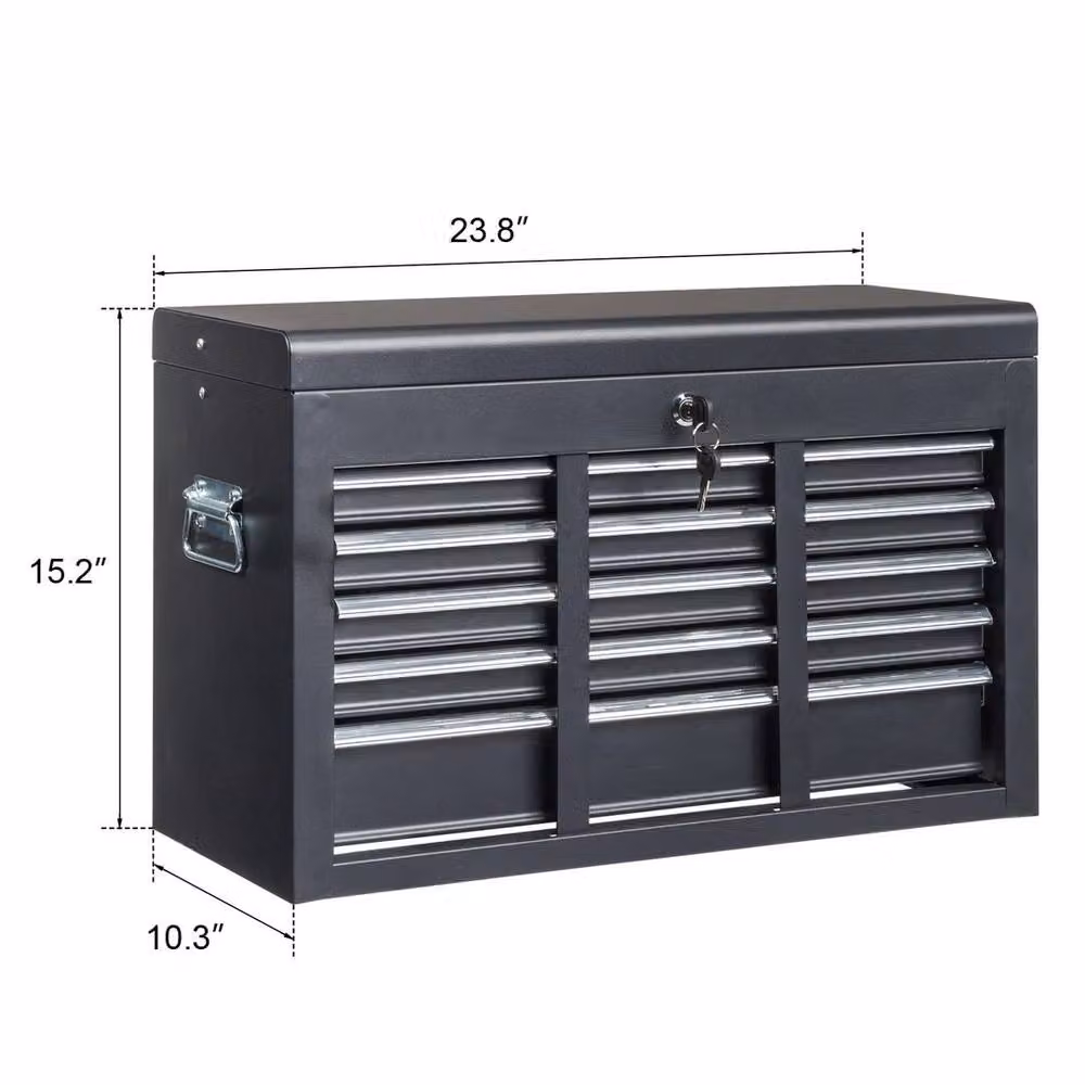 PAWNORA Lockable Steel Tool Box Cabinet in Black, W/D/H: 60.45 x 38.61 x 52.0 cm – 3